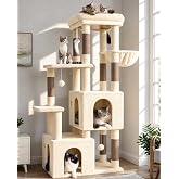 Globlazer Heavy Duty Cat Trees for Big Cats Maine Coon, F61, Beige | Cat Tower for Indoor Large Adult Cats with Scratching Post, Extra Large Top Perch, Cat Condos, 61inch