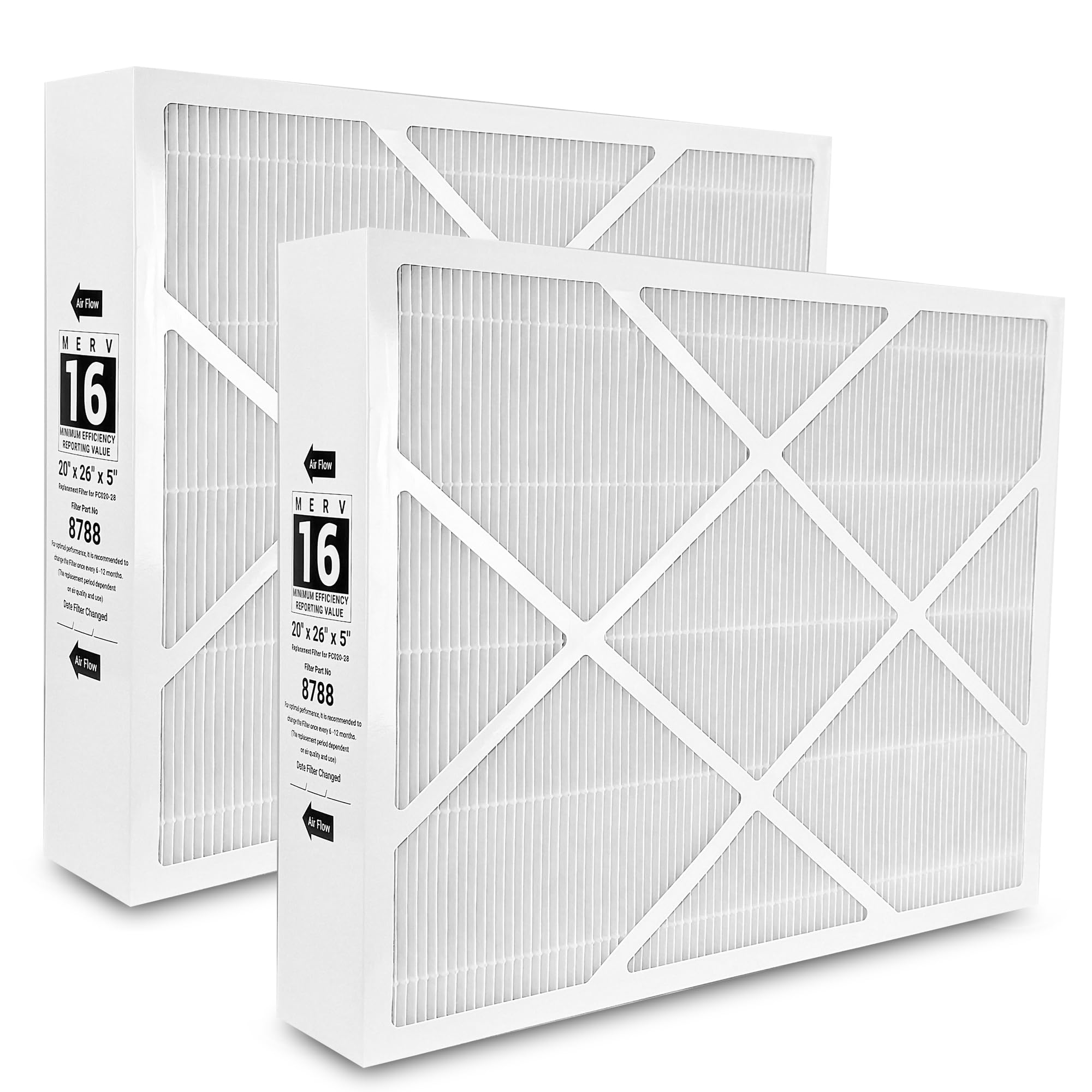 Photo 1 of ?2 Pack?X8788 MERV 16?20x26x5 Inche? Furnace Air Filter Replacement for Compatible with Lennox 8788 Air FilterAnd pco20-28 filter, 20x26x5(inch) MERV 16 Filter