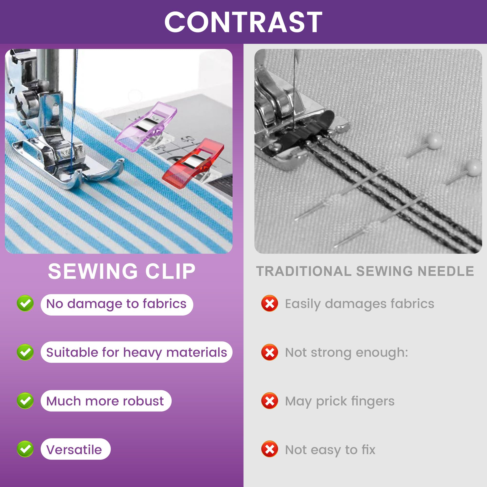 100pcs Sewing Clips Multipurpose Quilt Clip for Fabric Multi-Colored Plastic Sewing Quilting Supplies Craft for Small-Scale Projects and Crafting Tools Accessories