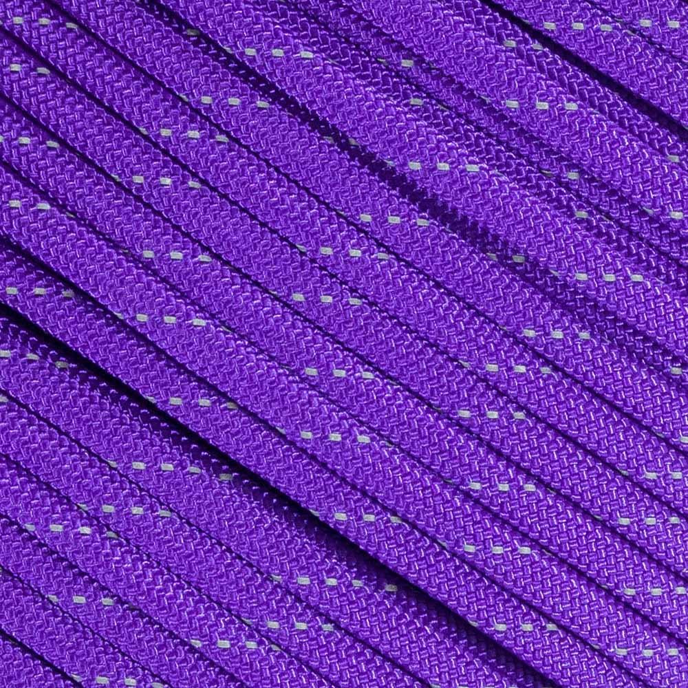 Fluorescent Reflective 550 Type III Guyline Tent Rope Camping Survival Cord High-Visibility Paracord- Rot and UV Fade Resistant (Reflective Acid Purple, 100 Feet)
