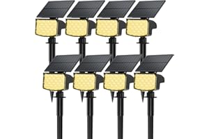 MinPea 8 Pack Solar Spot Lights Outdoor, 2-in-1 Solar Lights Outdoor Waterproof IP65, Solar Powered Landscape Spotlights 3 Modes for Yard Garden Pathway Driveway Tree(Warm White)