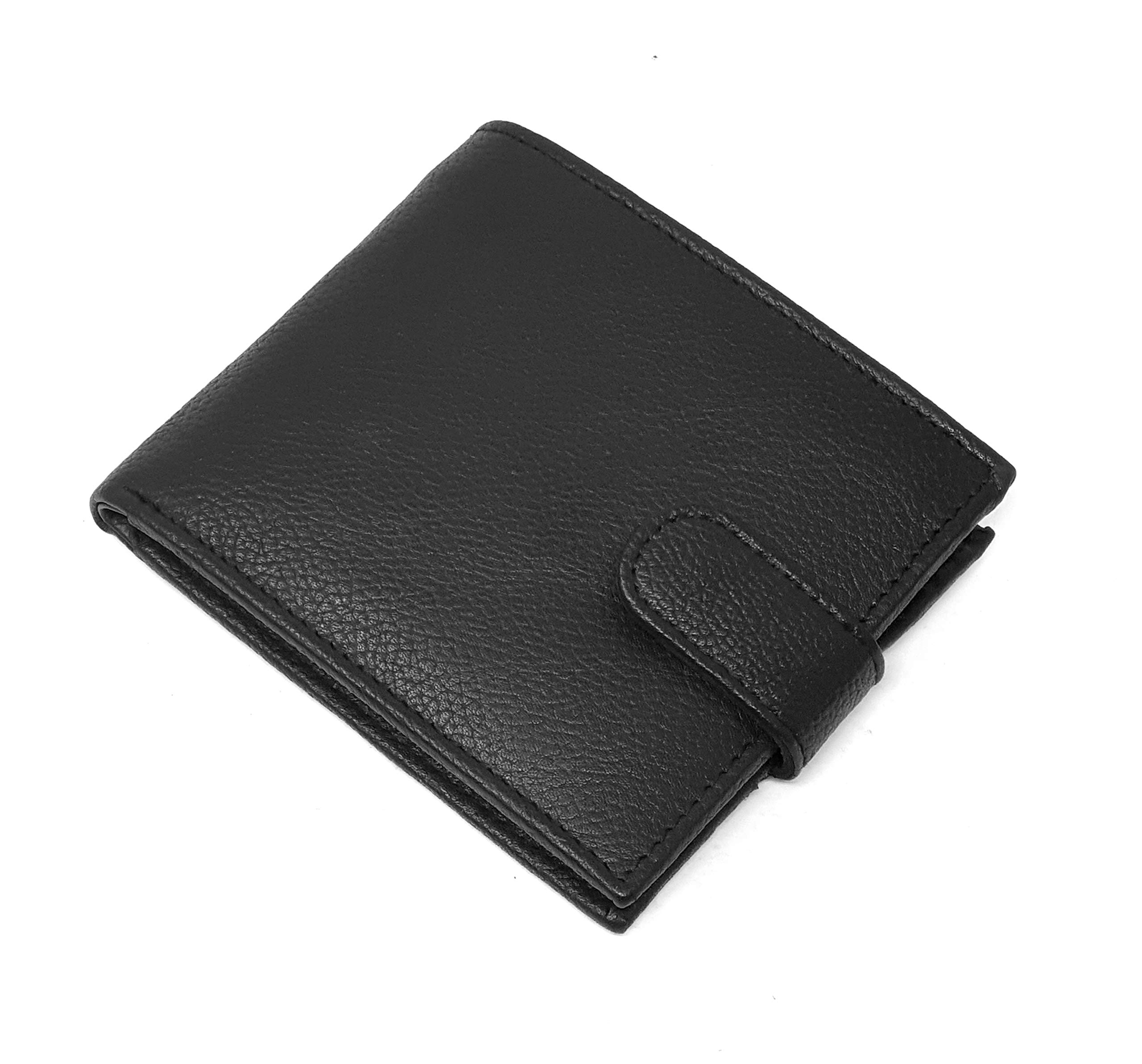 Gents Black RFID Wallet Genuine Leather Slim Bifold Style Zip Coin Pocket Cardholder Wallets Purse 345