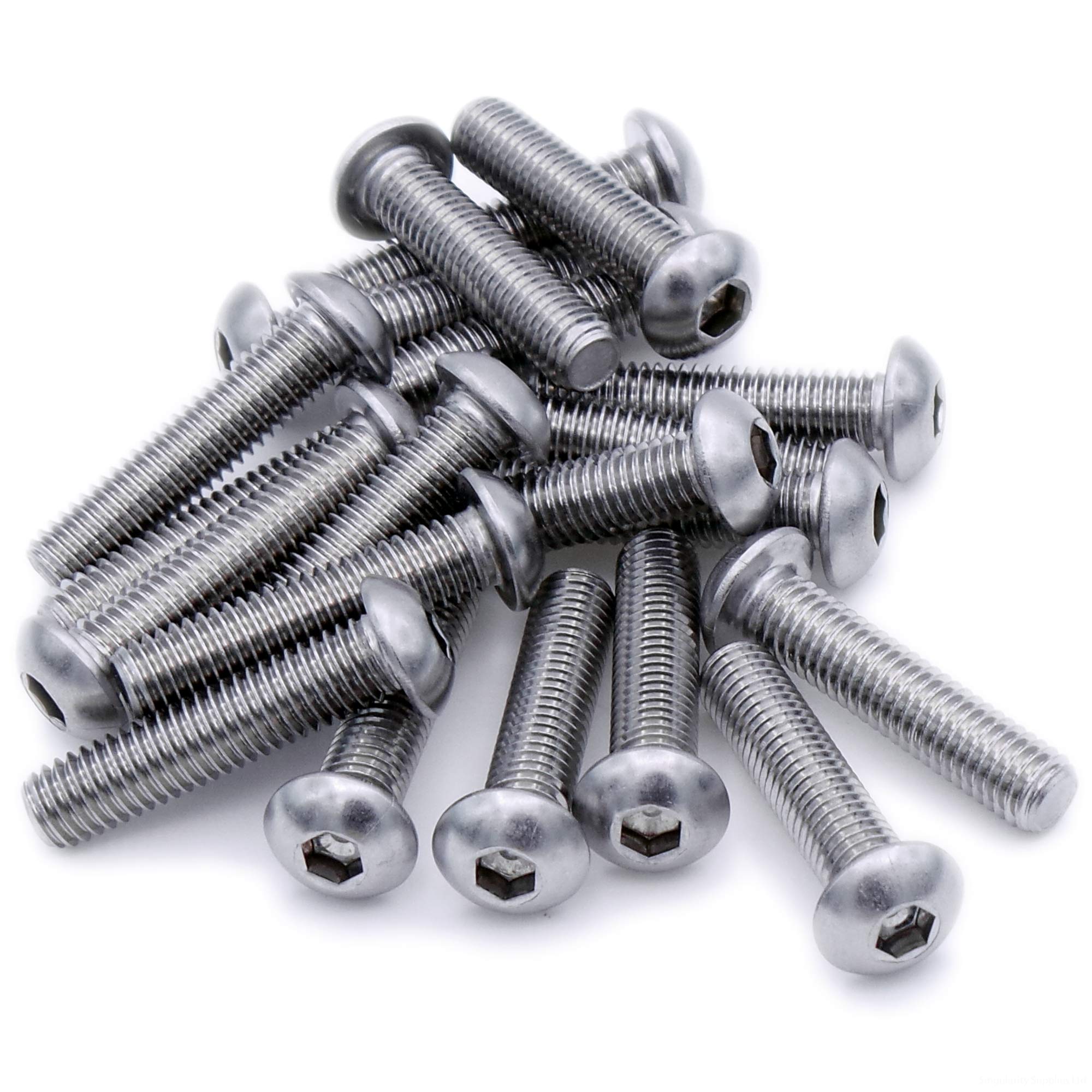 M2.5 (2.5mm x 8mm) Hex Socket Button Machine Screw (Bolt) - Stainless Steel (A2) (Pack of 20)