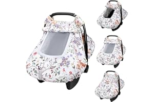 CARUILI Winter Baby Car Seat Cover, Minky Infant Car Seat Covers for Babies, Cozy and Warm, Windproof & Cozy Carseat Cover Boy with Peep Window, for Protecting Baby from Wind & Sun (Woodland Animals)