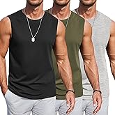 COOFANDY Mens Workout Tank Tops Cotton 3 Pack Soft Gym Muscle Shirt Sleeveless Classic T Shirts