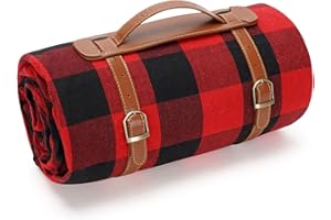 HAPPYPICNIC Picnic Blanket - Waterproof Extra Large 87'' X 67'' Portable Picnic Mat, Sandproof Beach Mat, Outdoor Rug for Camping, Red Checkered