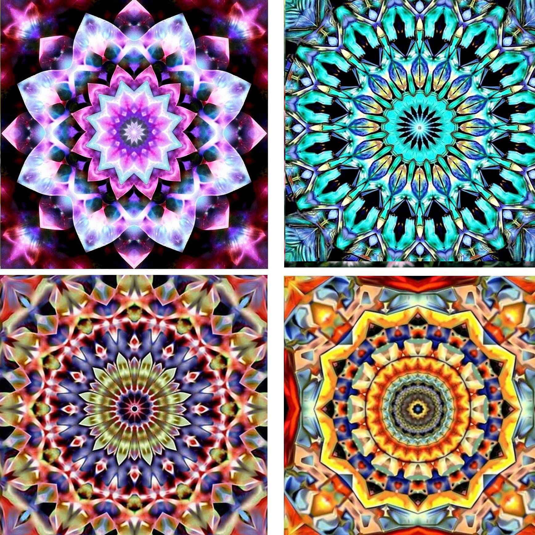 Ginfonr 5D DIY Diamond Painting by Number Kits New Mandalas Full Drill, Flower Paint with Diamonds Art Space Rhinestone Cross Stitch Craft Decor (12 x 12 inch, 4 Pack)