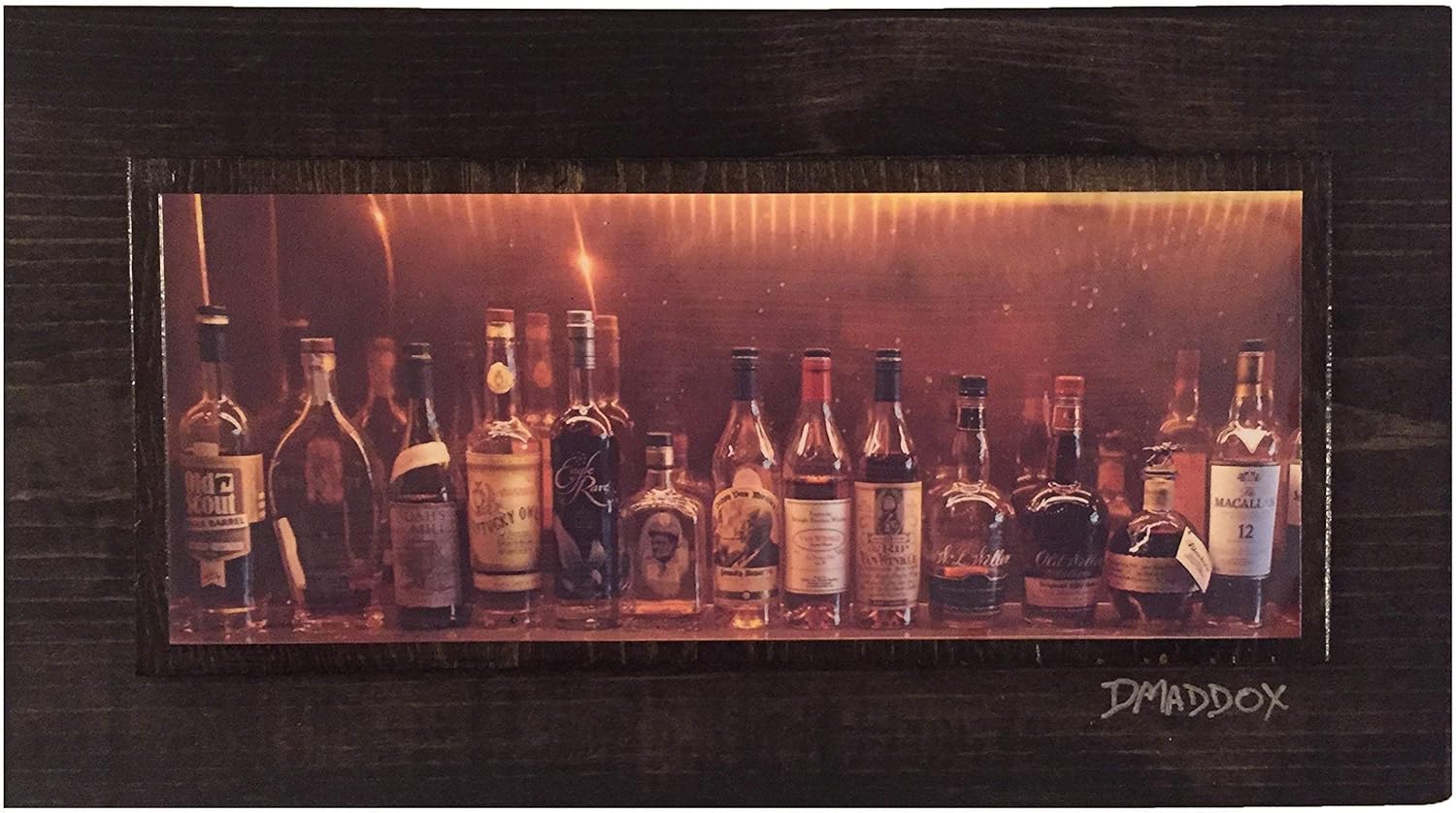 Photographs - Bourbon Bottles Panorama on Wood Unique Wall Art