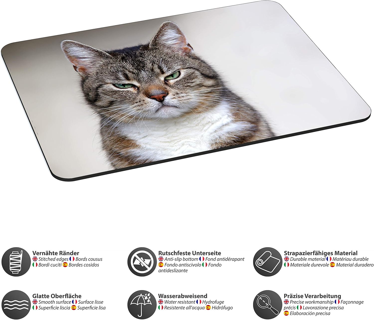 PEDEA Gaming and Office Mouse Mat - 350 x 280 mm - with Stitched Edges and Non-Slip Backing, Cat, 35 x 26 cm - Image 4