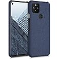 kwmobile Fabric Case Compatible with Google Pixel 5 - Case Hard Protective Phone Cover with Material Texture - Dark Blue