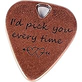 JUPPE Bronze Copper I'd Pick You Every Time Guitar Pick With Leather Case Music Birthday Gifts For Boyfriend Girlfriend Valentine's Day Gifts For Him Her (I'd Pick You Every Time)
