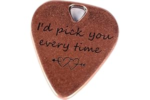 JUPPE Bronze Copper I'd Pick You Every Time Guitar Pick With Leather Case Music Birthday Gifts For Boyfriend Girlfriend Valentine's Day Gifts For Him Her (I'd Pick You Every Time)