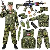 Metemot Kids Army Costume for Boys, Military Soldier Costume with Army Toys, Boys Halloween Costume with Camouflage Vest, Solider Boy Dress up age 3-12…