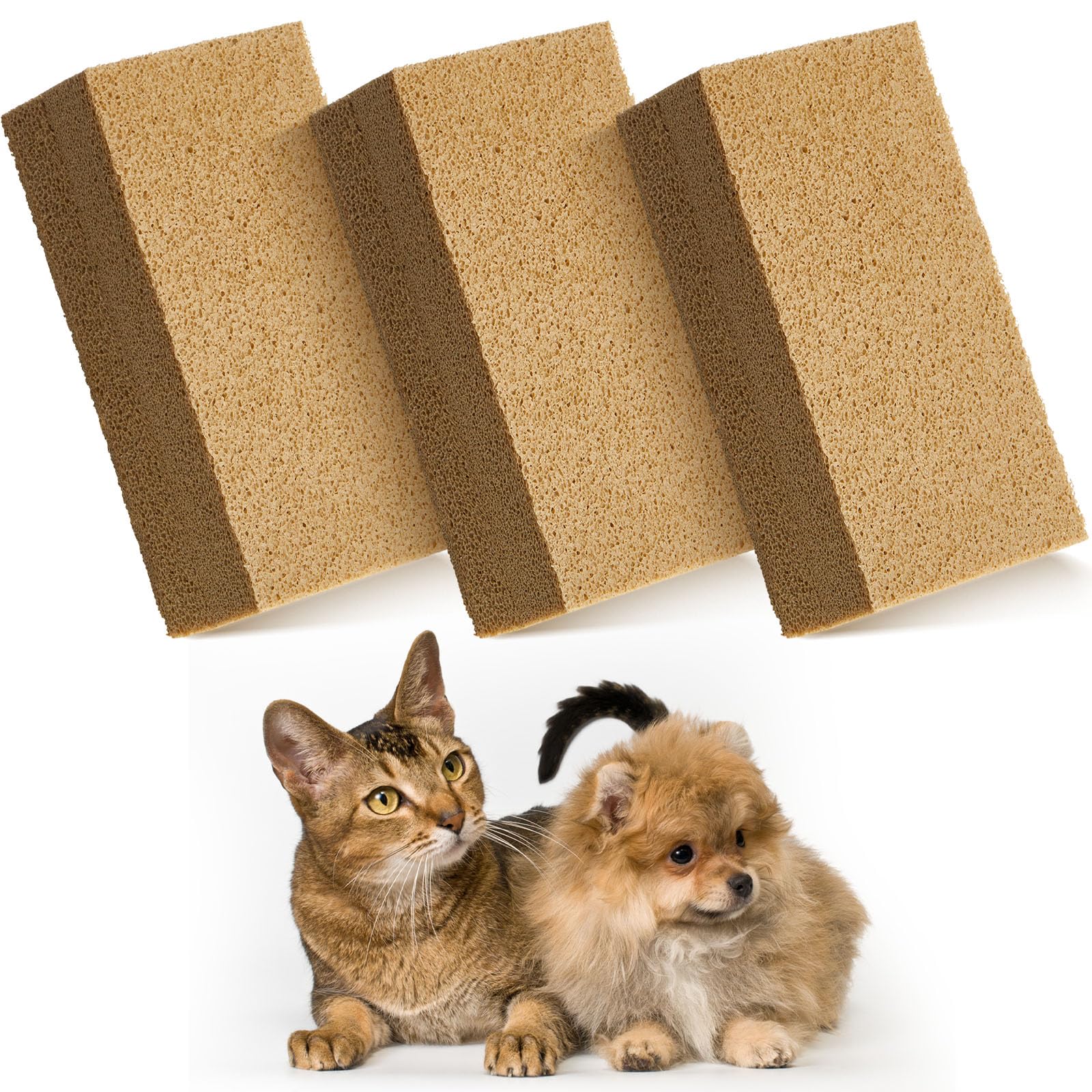 Photo 1 of RimCereal 3 Pack Pet Hair Remover Sponge Cat and Dog Hair Sponge Rubber Pet Fur Lifter Removal Tool, Remove from Furniture, Carpet, Bedding, Clothing, 6.26 x 3.28 x 1.89 Inch