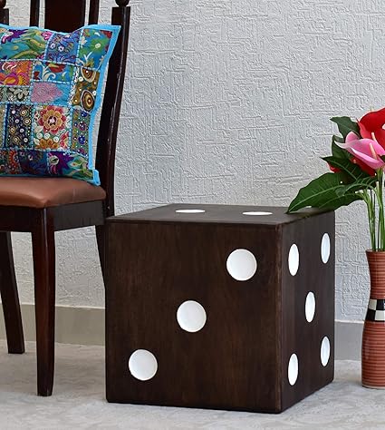 Samdecors Solid Wood 16 X16 X16 Cube Dice Side Bar Table With White Holes To Keep Glasses Lacquer Finish Dark Walnut Amazon In Home Kitchen
