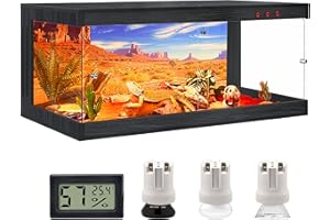 Royxen Tempered Glass Reptile Enclosure,Reptile Tank with Wooden Mesh Top and Lockable Design,79 Gallon Bearded Dragon Tank for Lizard Gecko Tortoise Snake Habitat,48" x 20" x 20",Black