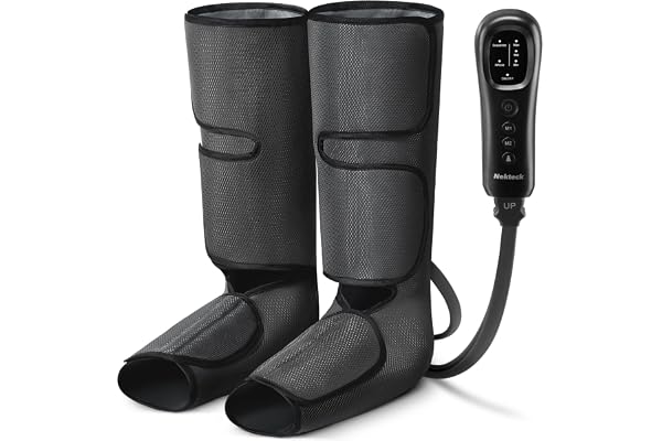 Nekteck Leg Compression Massager for Circulation and Relaxation, Foot and Calf Massage Machine 2 Modes 3 Intensities with Han