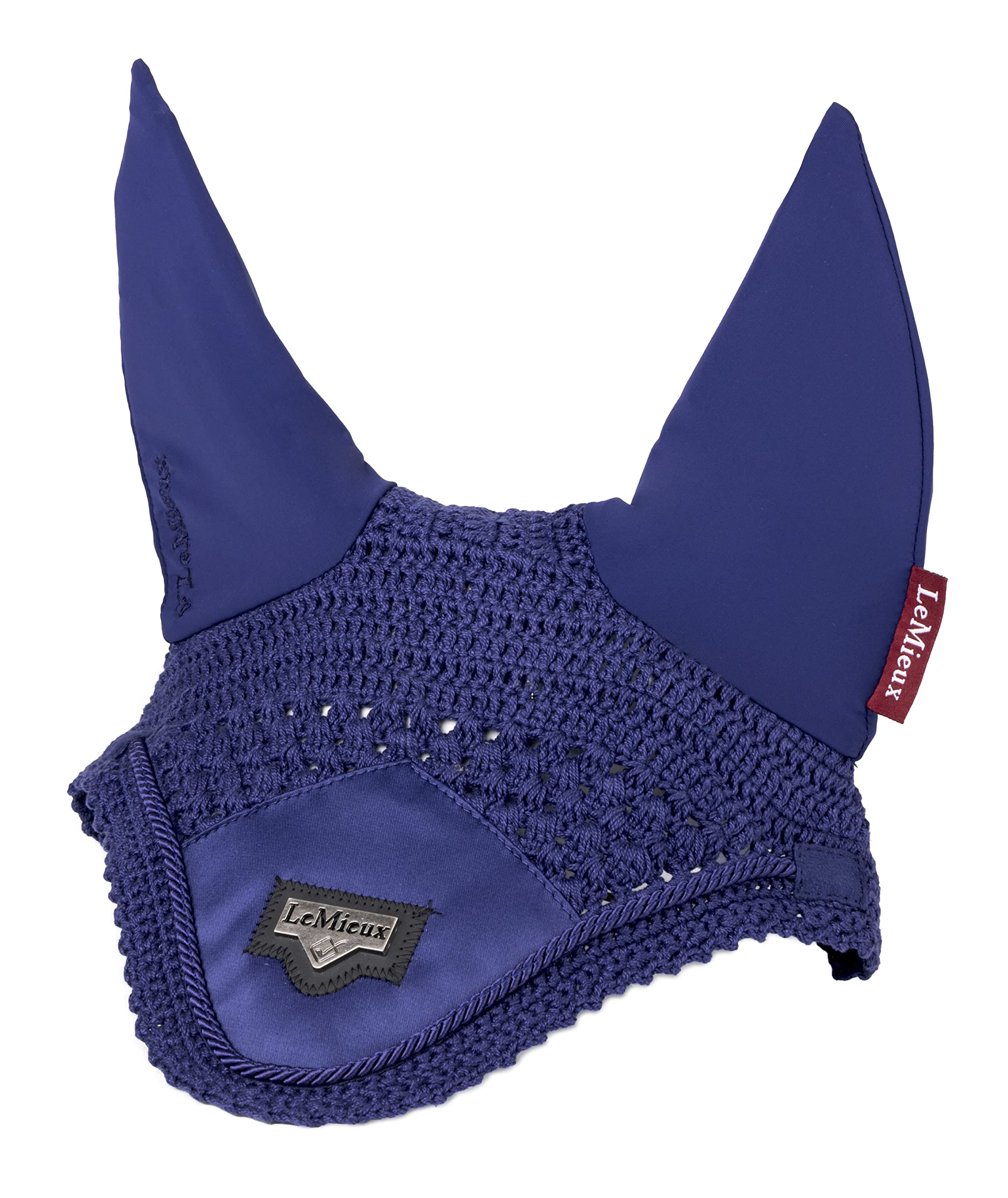 LeMieux Loire Fly Hood for Horses - Ink Blue - Stylish Hand Knitted Crotchet - Soft & Stretchy - X-Large