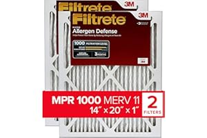 Filtrete 14x20x1 AC Furnace Air Filter, MERV 11, MPR 1000, Micro Allergen Defense, 3-Month Pleated 1-Inch Electrostatic Air Cleaning Filter, 2 Pack (Actual Size 13.781 x 19.781 x 0.84 in)