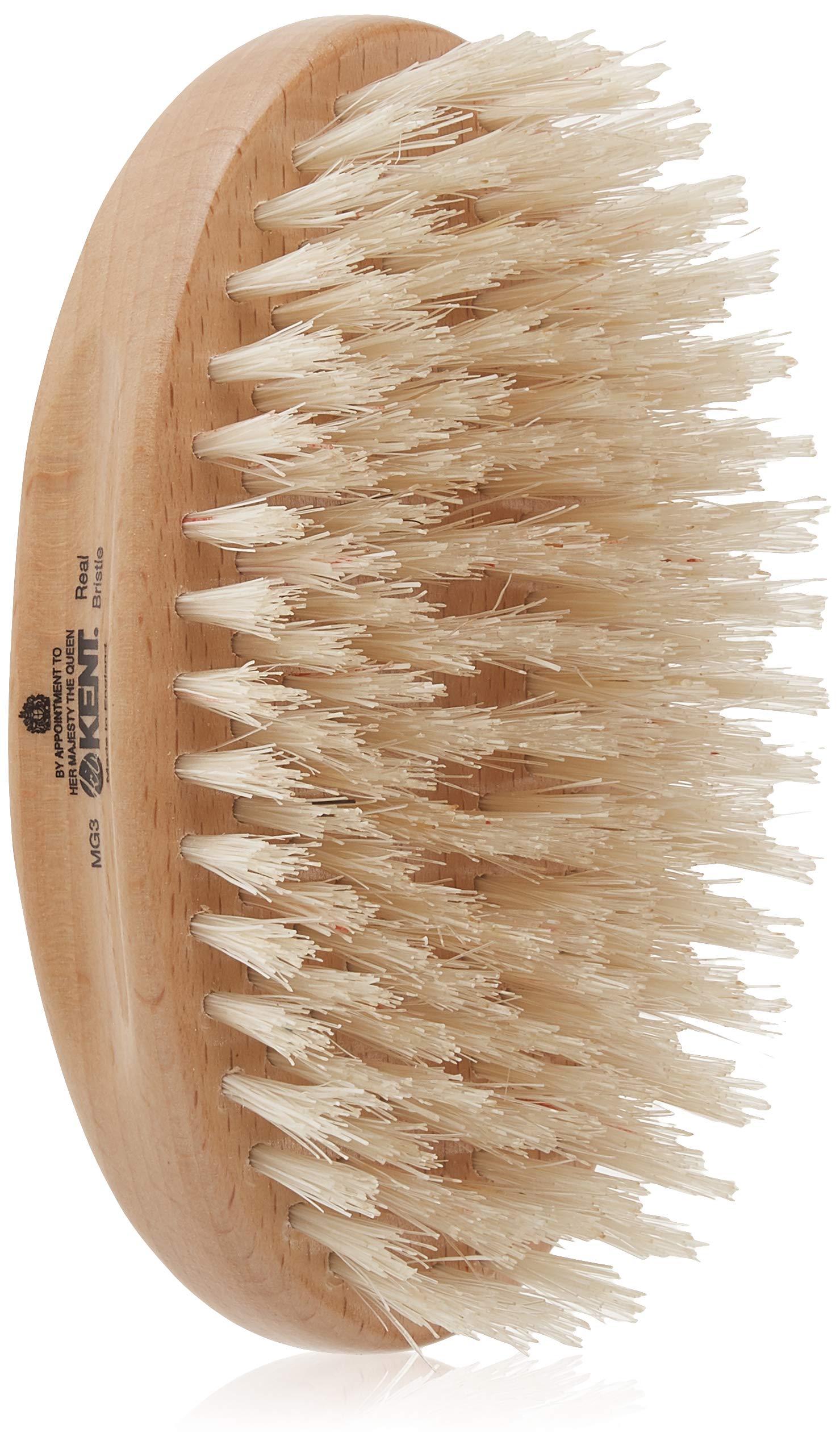 Kent Brushes Finest: Men's Range ! MG3 Military Style Oval Beechwood Natural Bristle Hair Brush