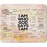 DOFQZ Inspirational Christian God Says I Am Mouse Pad, Minimalist Boho Floral Bible Verse Affirmation Mouse Pads Mousepad for Home Office Dorm Computers Laptop Supplies Desk Accessories, 9.5x7.9 Inch