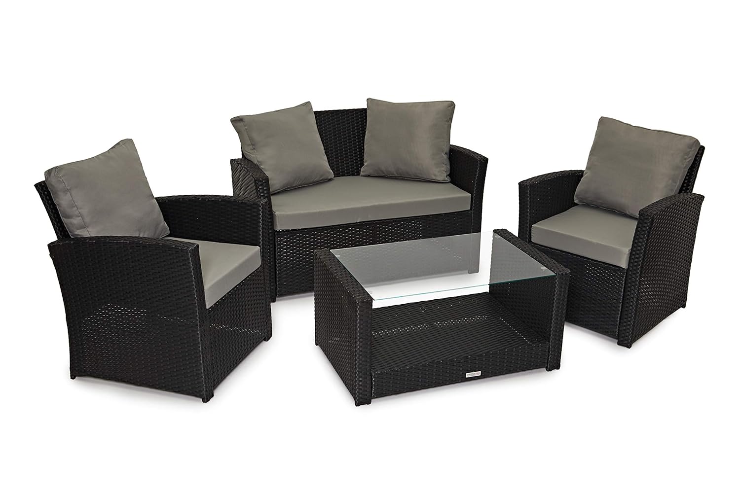 EVRE Rattan Garden Outdoor Indoor Sofa Set Furniture, Brown Black