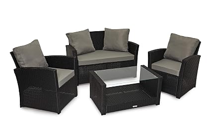 Black Evre Rattan Garden Outdoor Furniture Patio Roma Sofa Set Garden Outdoors Garden Furniture Sets