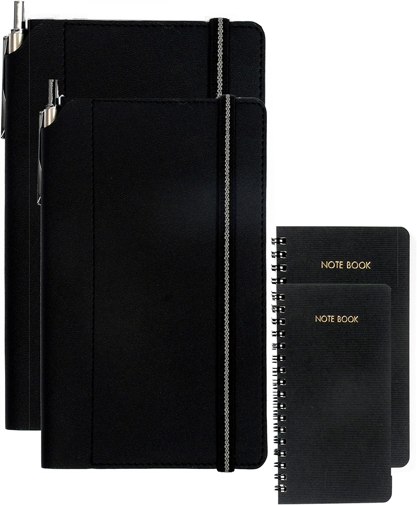 Sukeshcraft Pu Wiro Note Book With Pen. 2 Pair. Extra 2 NoteBook (Euro Black)