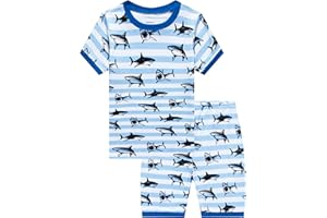 KikizYe Boys Short Sleeve Pajamas Kids Summer Pjs Children Pajamas