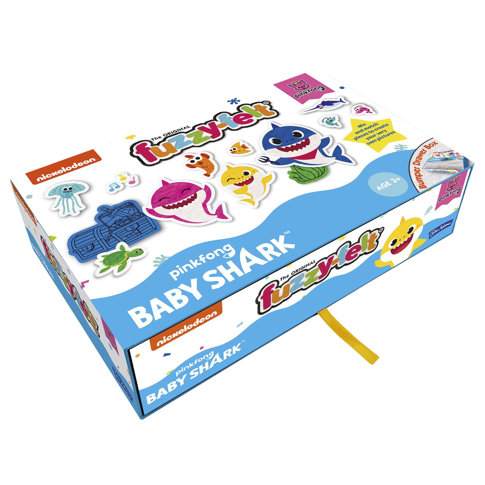 John Adams | Fuzzy-Felt - Baby Shark Drawer Set : Mix and match felt pieces to create your very own Baby Shark pictures!| Preschool toy| Ages 3+