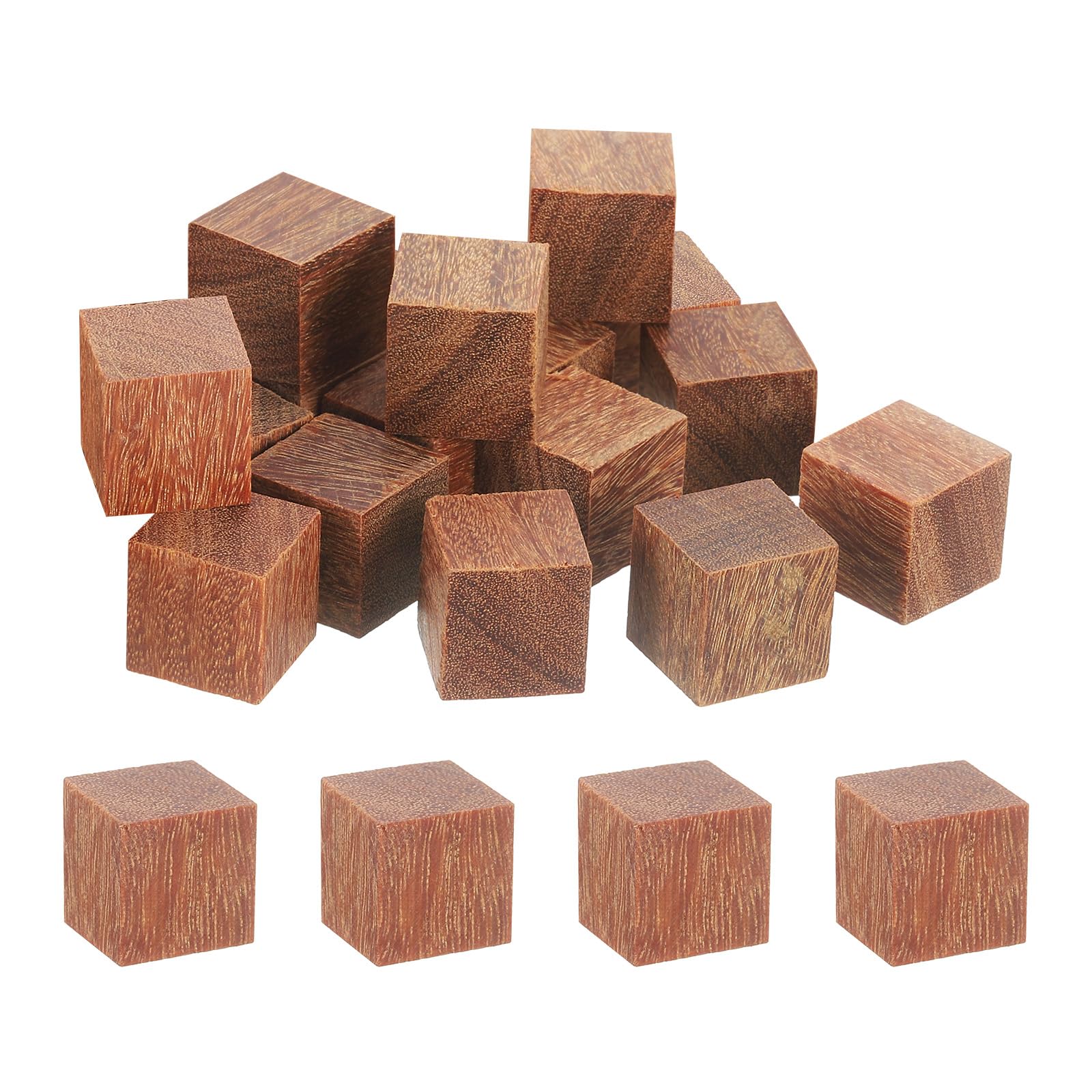 sourcing map 15 Pcs Wooden Blocks, 0.98 Inch Unfinished Wooden Blocks for Crafts Small Blank Wooden Blocks Wood Square Blocks for Arts Crafts and DIY Decor, Golden Sandalwood