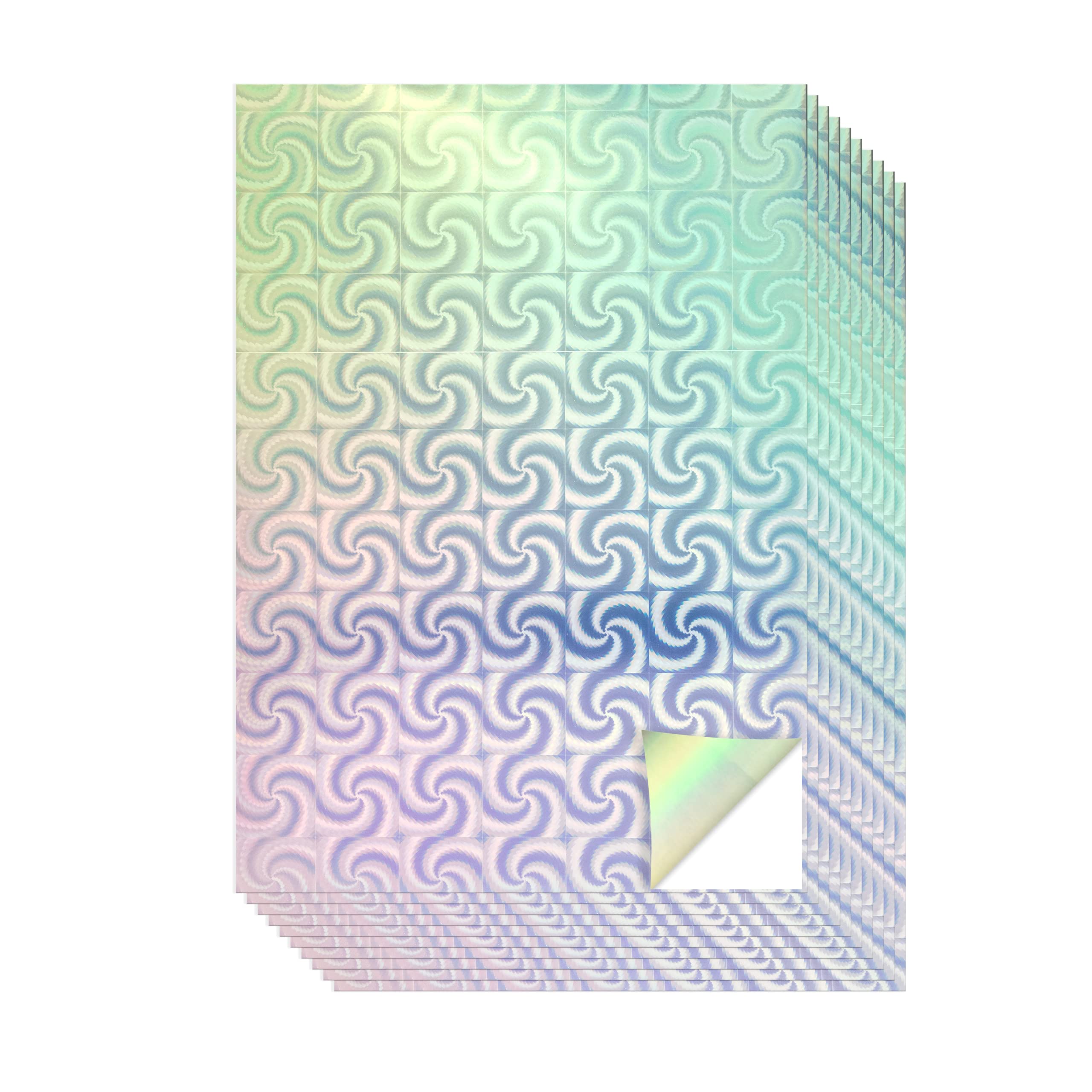 Evergreen Goods 10 Sheets A4 Holographic Silver Printable Vinyl - Inkjet & Laser Compatible, Waterproof, Glossy, Perfect for Cricut & Silhouette Cutters, Stunning Designs (Swirl Pattern)