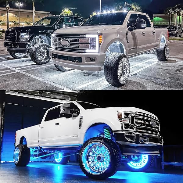 DREAMOTOR 4PCS 17.5″ RGB LED WHEEL LIGHTS FOR TRUCK, RIM LIGHTS FOR TRUCKS COMPATIBLE WITH POLARIS CAN-AM F150 F250 GMC SIERRA 1500 2500 DODGE RAM 1500 2500 CHEVY SILVERADO 1500 2500 LTZ JEEP WRANGLER