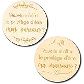 Pastille de bois annonce du sexe de bébé, annonce parrain marraine 4 pouces (Duo parrain marraine)