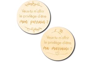 Pastille de bois annonce du sexe de bébé, annonce parrain marraine 4 pouces (Duo parrain marraine)