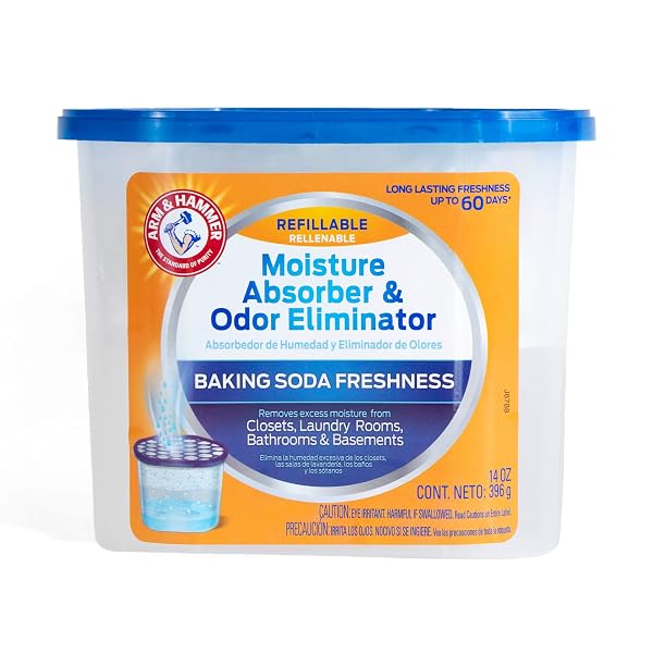 ARM & HAMMER FRAGRANCE FREE REFILLABLE MOISTURE ABSORBER AND ODOR ELIMINATOR 14 OZ. TUB