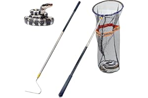 SIWRDTG Snake Catcher Net Rattlesnake Grabber Snake Grabber Tool Snake Handling Tools Telescopic Pole Stick with 16.2''-60'' Handle and 11.8'' Net Opening for Reptile Catch Snake Removing Catching