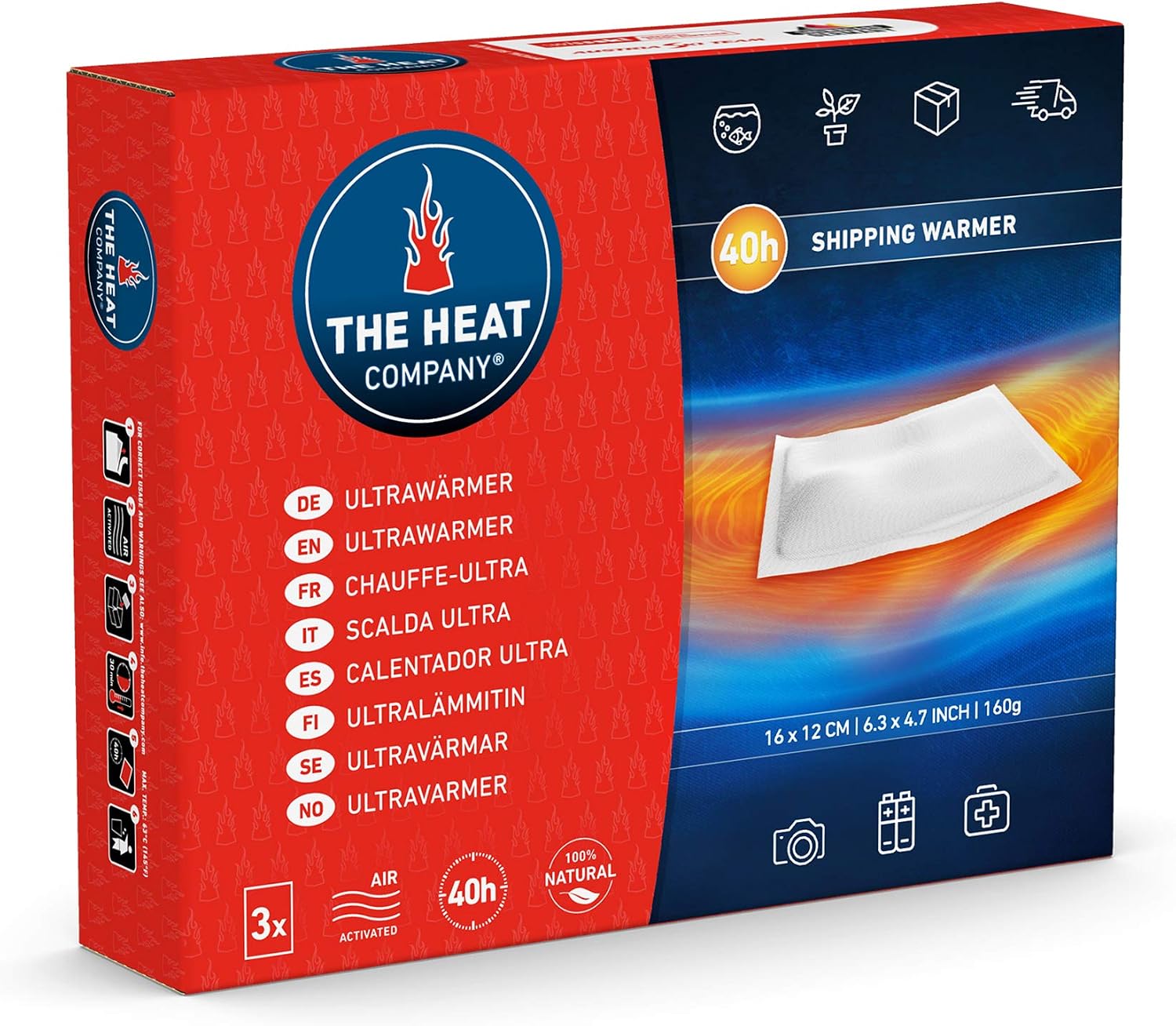 THE HEAT COMPANY Ultrawarmer, 3 Pieces, Transport Warmer without Adhesive Surface, EXTRA WARM, 40 Hours of Warmth