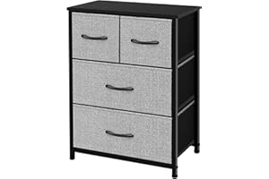 AZL1 Life Concept Dresser Storage Furniture Organizer-Large Standing Chest for Bedroom, Office, Entryway, Living Room and Closet-4 Removable Fabric Drawers, Grey with Black