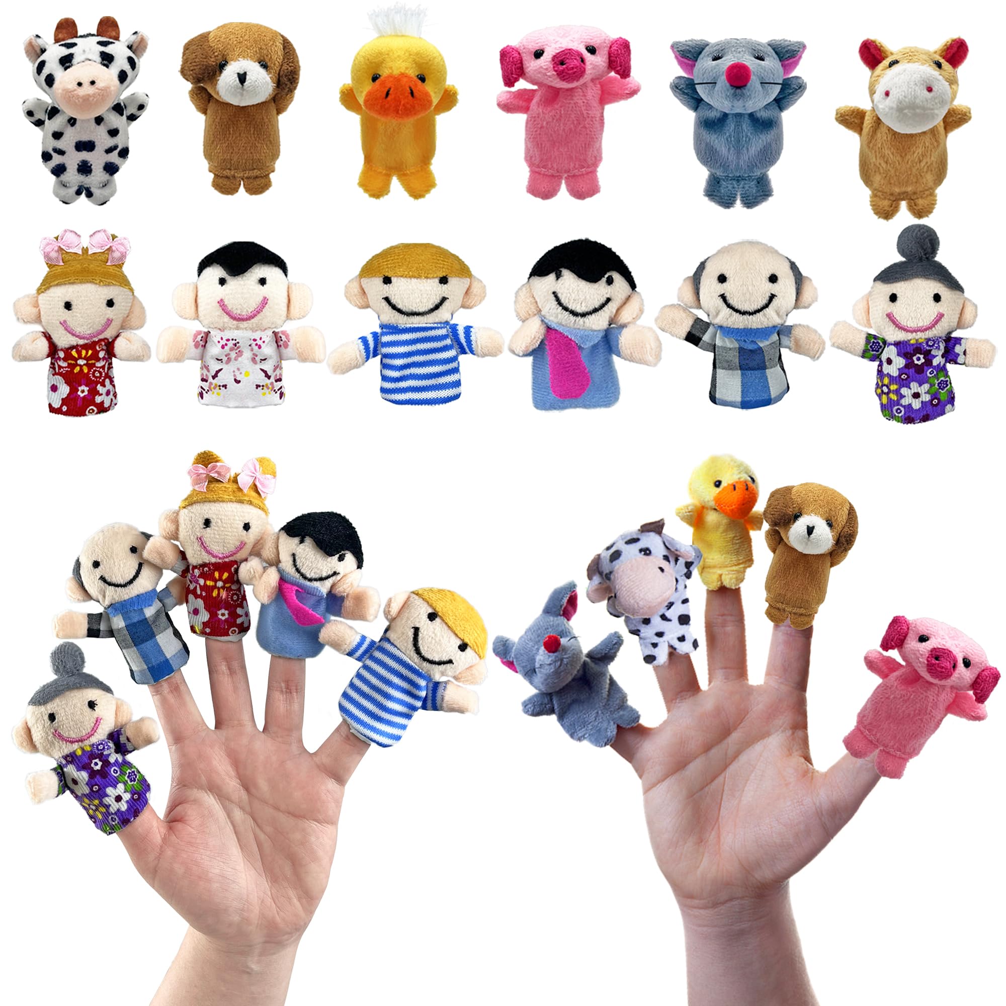 12 PCS Finger Puppets Set Mini Stuffed Animals Finger Puppet for Storytelling Playing Teaching Shows Playtime Schools Birthday Party Favor Supplies(Dolls Animals)