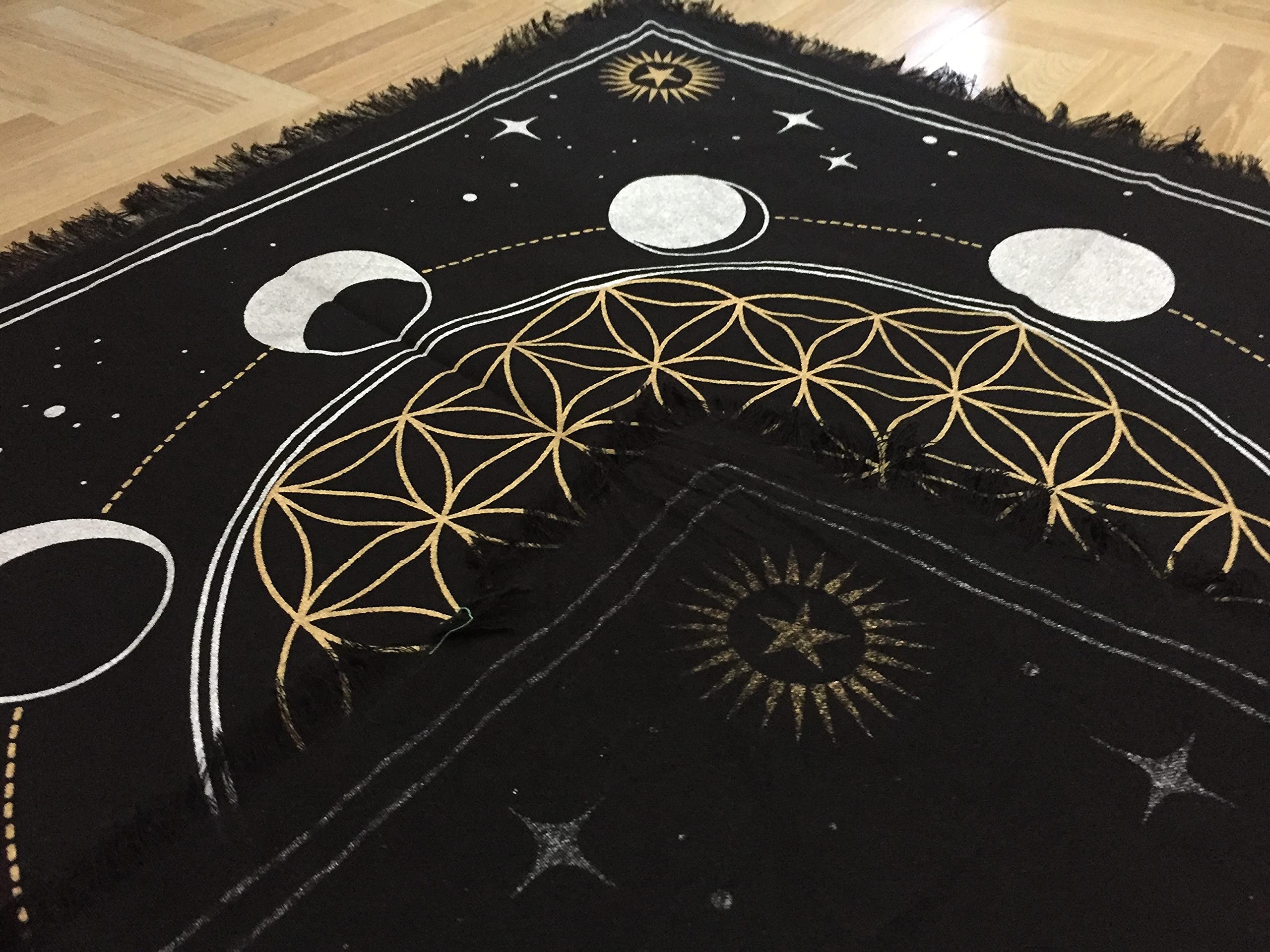 Indian Consigners Premium Altar Cloth - Phases of Moon, Sun, Star & Universe Wicca Square Spiritual 36x36 Sacred Cloth