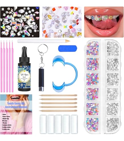 Gold Tooth Gems Novani 480 Pieces Tooth Gems Jewelry Kit For Teeth