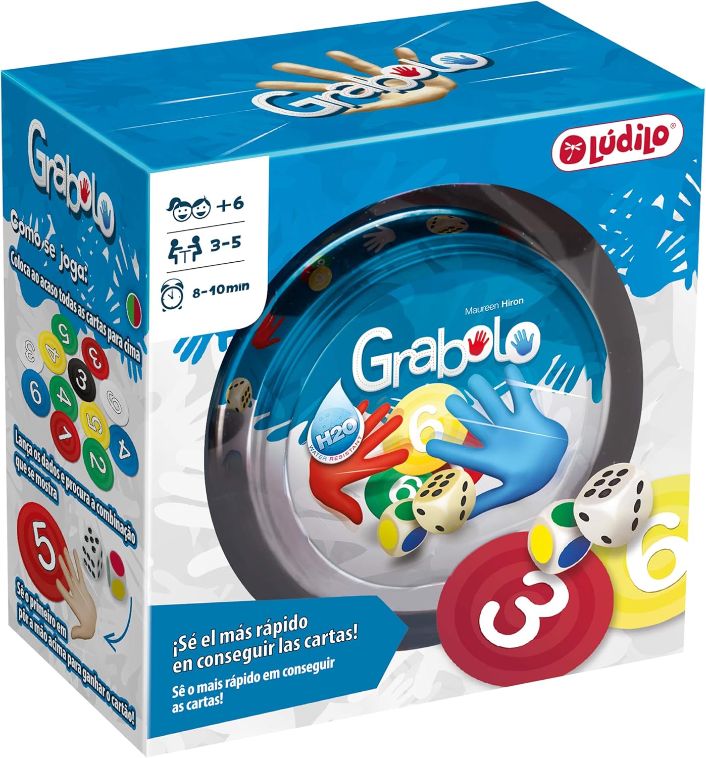 LUDILO- Grabolo Educativo, Mesa para niños, Agilidad Mental, Cartas, Juegos de Viaje, Resistente al Agua, Jugar en Familia. (80458)