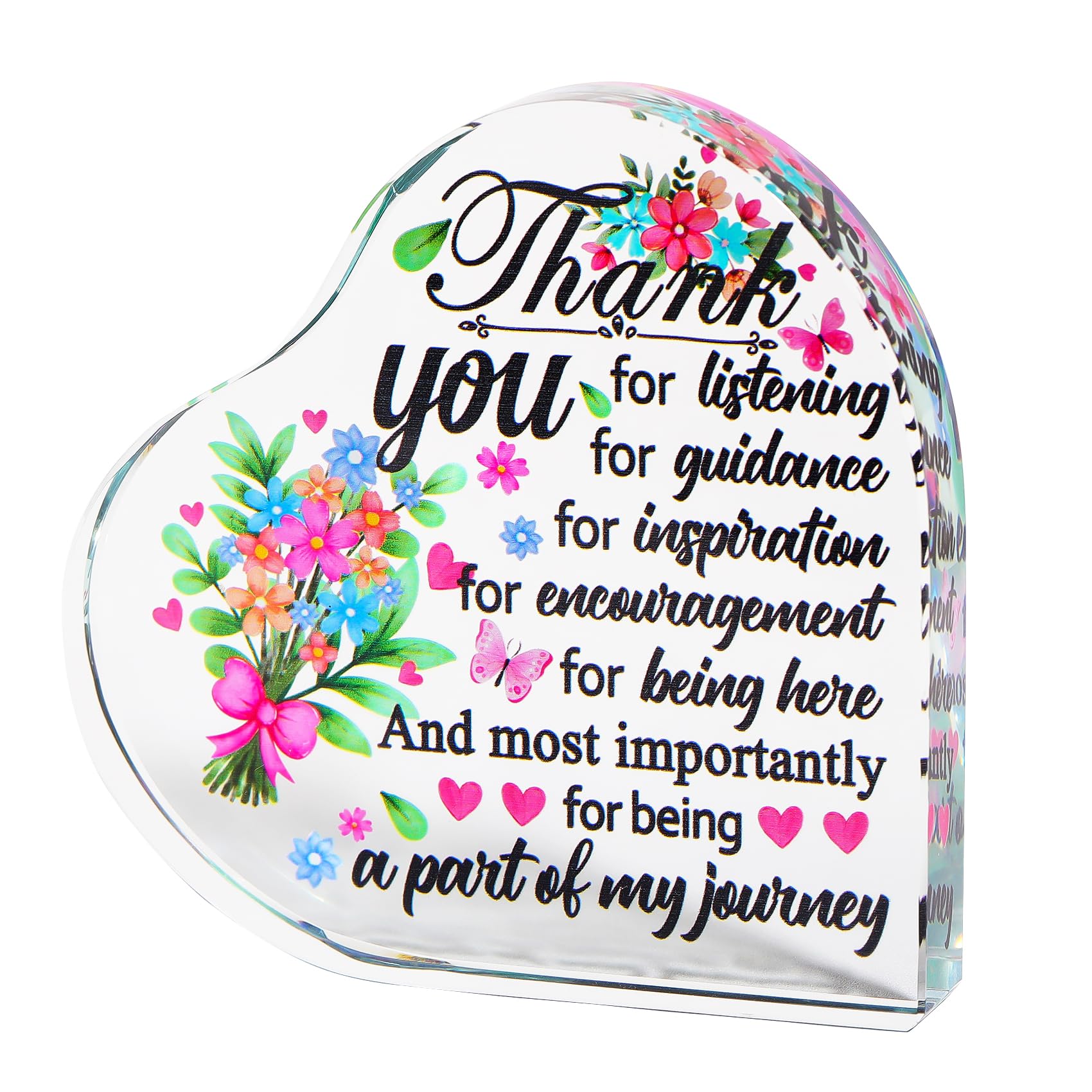 Ornalrist Glass Colorful Heart Plaque Thank You Gifts for Women Men, Appreciation Presents for Friends, Thank You Gifts Keepsake for Colleague Teacher Coworkers