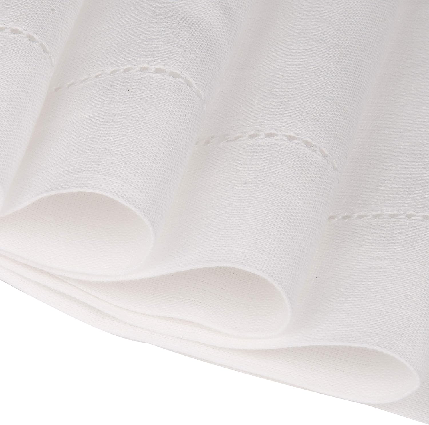 D'Moksha Homes 100% Pure Linen Table Runner/Dresser Scarf - 14 x 90 Inch, Handcrafted from European Flax, Machine Washable, Classic Hemstitch - White: Home & Kitchen