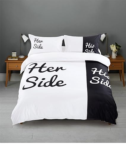 Lldaily Her His Side Bedding Sets Couple Duvet Cover Sets Romantic Idea For Wedding Anniversary King 3 Piece