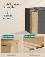 SONGMICS MAZIE Storage Ottoman Cube 38 cm Foldable Foot Stool Dark Grey view 4