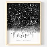 Personalized Star Map With Specific Dates & Place - Custom Constellation Map Print, Unframed- Special Occasion Star Chart Wall Art- Great Anniversary, Engagement, Wedding Romantic Gift (Black)