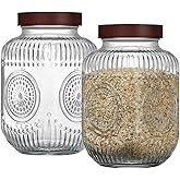 2 Pack 1 Gallon Glass Jar with Lid Wide Mouth,Plastic Free Large Mason Jar with Airtight Screw Lid, Glass storage containers for Cookie, Candy, Kombucha,Sun Tea and fermention (Sun Flower Design)