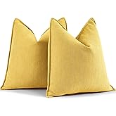ZWJD Yellow Pillow Covers 20x20 Set of 2 Chenille Throw Pillow Covers with Elegant Design Soft and Luxurious Decorative Throw Pillows for Couch, Bed, and Home Decor